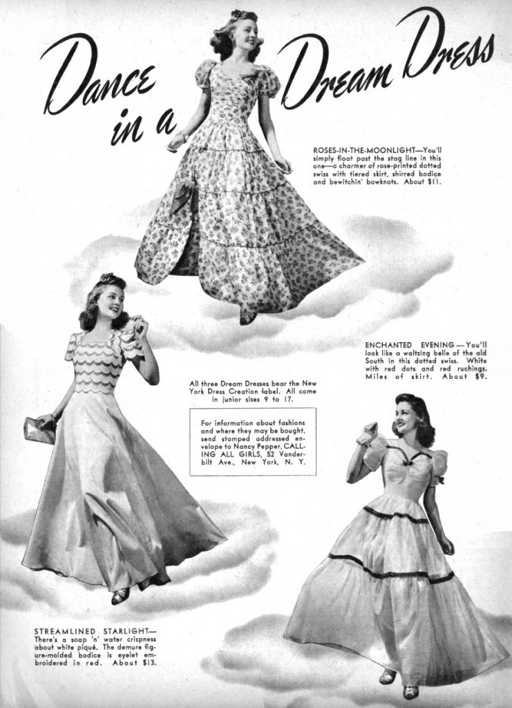 1940s Formal Vintage Gowns Ad -1940s Fashion / 1940s Fashion Illustration