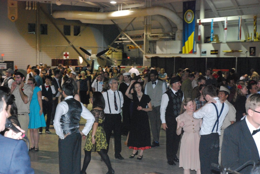 Lindy Hop / Swing dancing at a 1940s dance at the Canadian Warplane Museum in Hamilton, Ontario Canada.