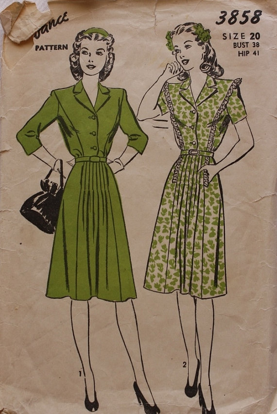 1940s Vintage Shirtwaist Dress pattern