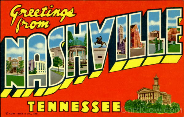 Greetings From Nashville-Vintage Travel Postcard. 