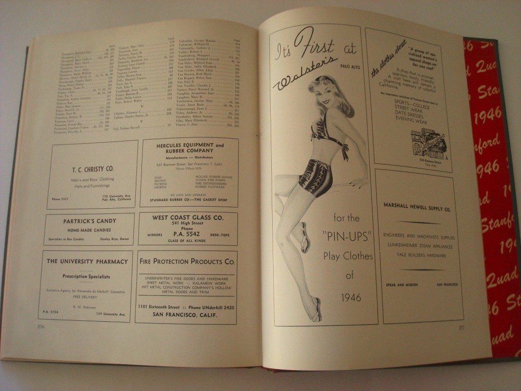 1940s vintage advertising in a vintage yearbook