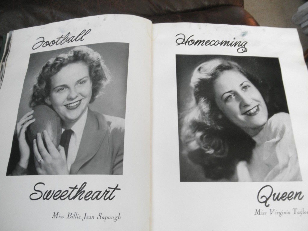 1940s vintage yearbook photo from Centenary College, Shreveport, La. - 1948 yearbook. Here Shreveport is your Football Sweetheart and your Homecoming Queen