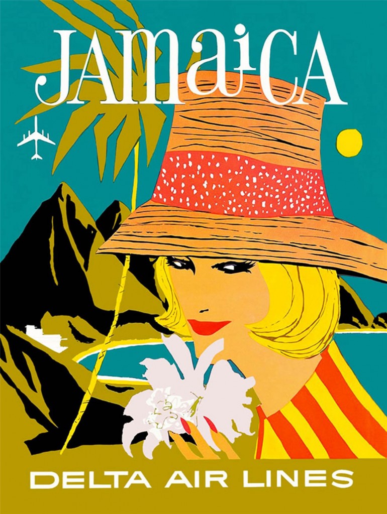 Vintage Travel Poster for Jamaica Delta Airlines 