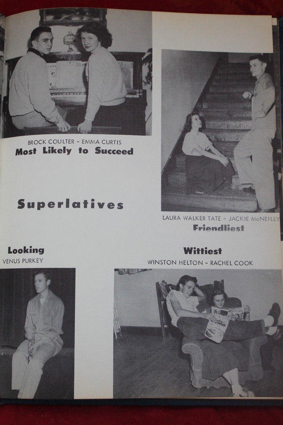 1950s vintage photo of a 1951 Vintage Yearbook -The Superlatives (of the highest quality or degree) of Friendship Tennessee (1951 Yearbook).