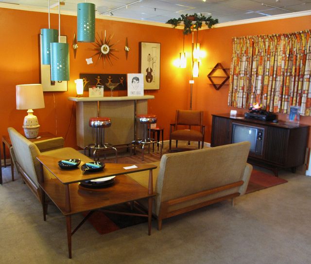 mid-century retro living room