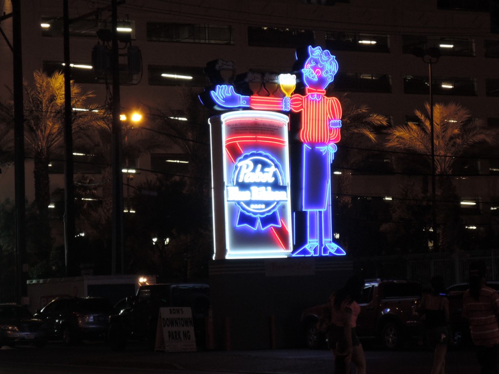 VLV 18 2015 Fremont St. Pabst blue ribbon neon sign. 