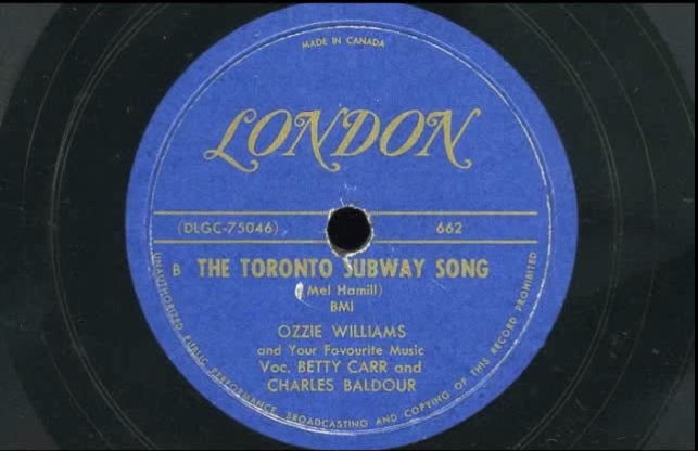 Toronto Subway song 1950