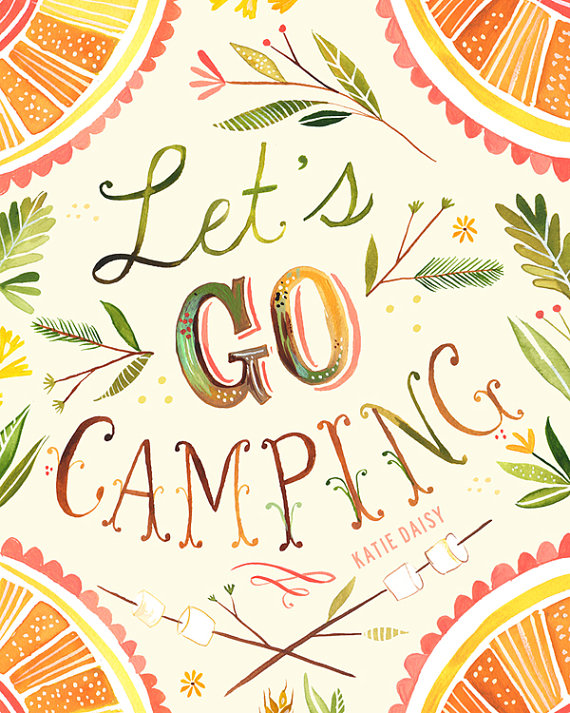 Lets go camping illustration