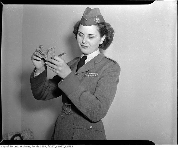 1940s Vintage Photo of the Miss Toronto winner of 1946 in a  TTC Uniform