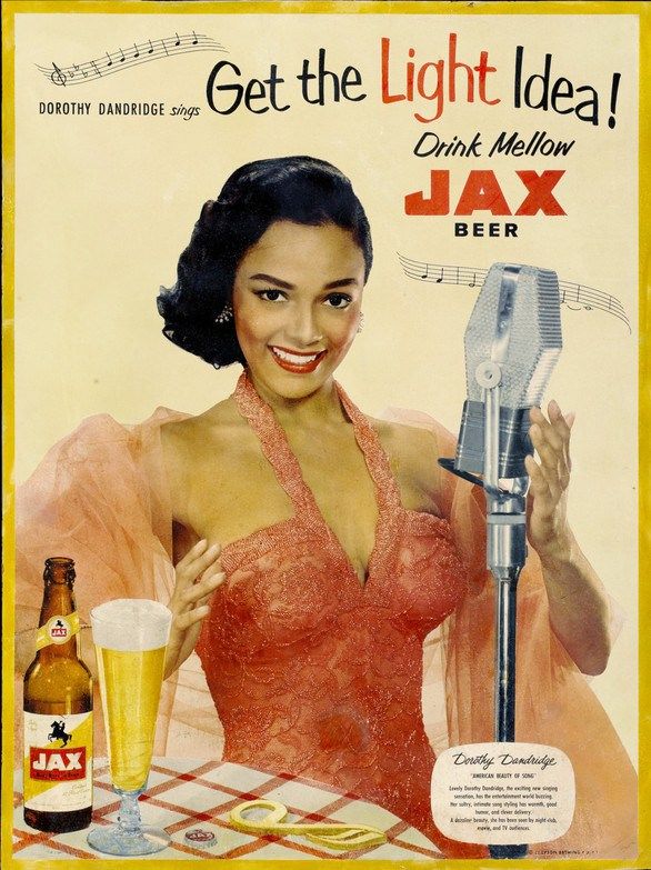 1950s vintage ad for Jax Beer featuring Dorothy Dandridge 