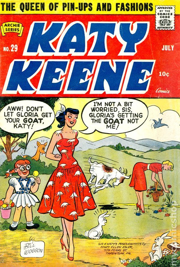 Vintage Comic Book: 1950s Katy Keene comic book with Sis. Katy had a younger redheaded, bespectacled sister named "Sis". 1950s Fashion Inspiration.