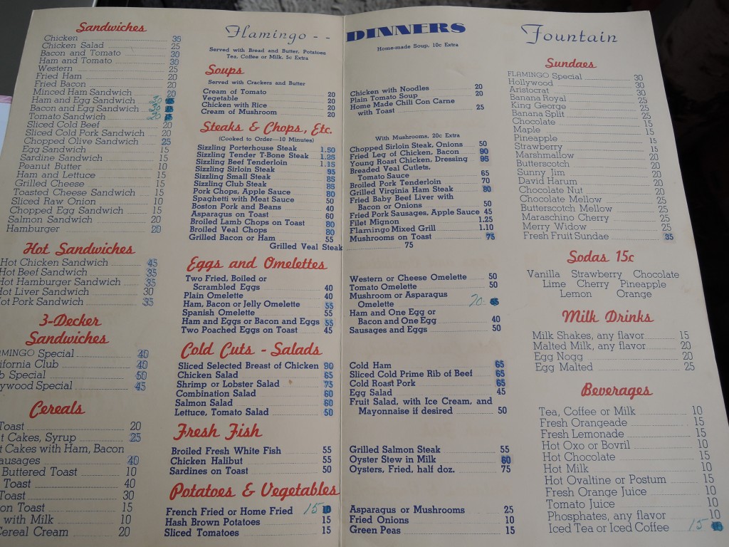 Flamingo restaurant menu Toronto 