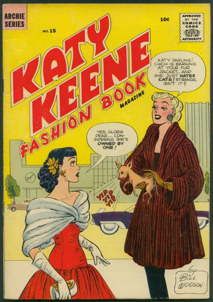 Vintage Comic Book: katy Keene comic book with gloria. Katy's rival in her career and love life is the wealthy and snobby blonde Gloria Grandbilt and her best friend is the superstitious redhead Lucki Lorelei. Both Gloria and Lucki are also successful models, with the level-headed brunette Katy rounding out the trio.