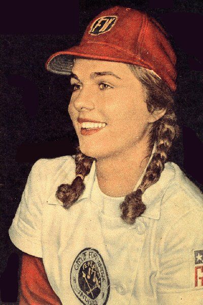 Vintage Photo of Photo: Dorothy [″Dottie″] Schroeder - She inspired the character in “A League of Their Own”, catcher Dottie Hinson. Image for the All American Girls Baseball League