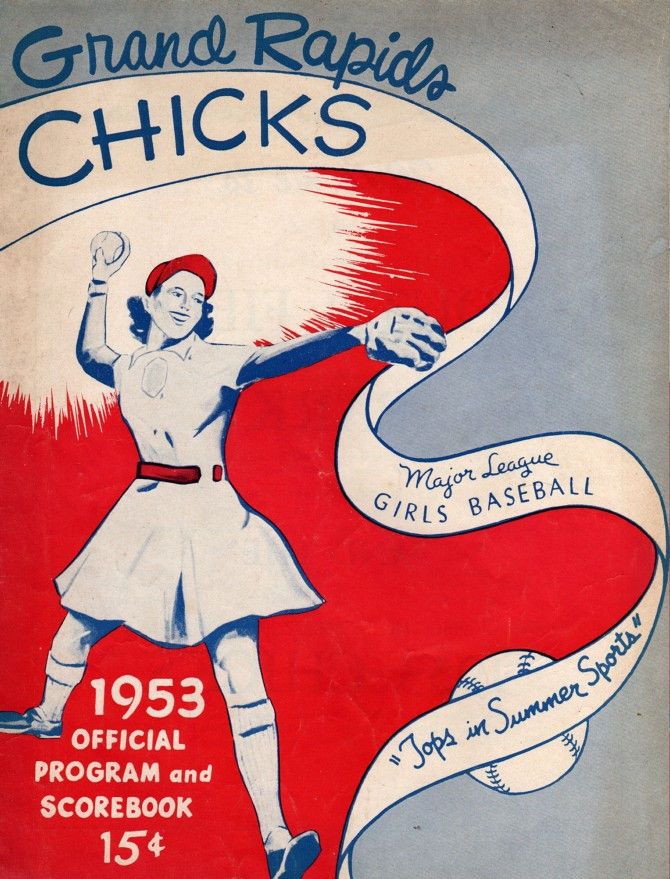 'The Grand Rapids Chicks' -1953 Official Baseball program and scorebook. The All American Girls Baseball Team. 