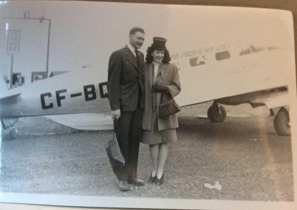 Canadian Pacific Airline vintage photo of couple before flight