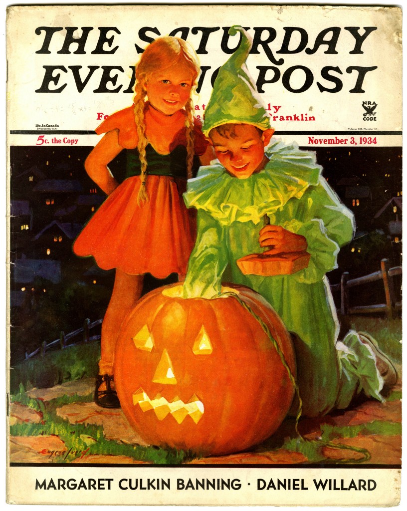 1930s vintage magazine cover: Halloween Saturday Evening Post 1934