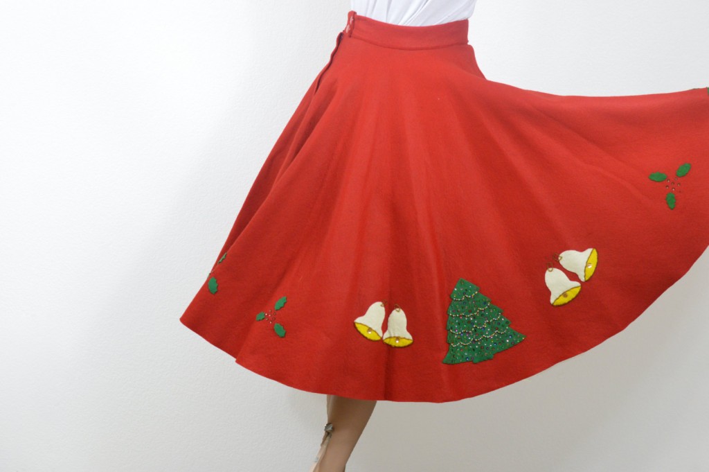 1950s felt novelty christmas skirt