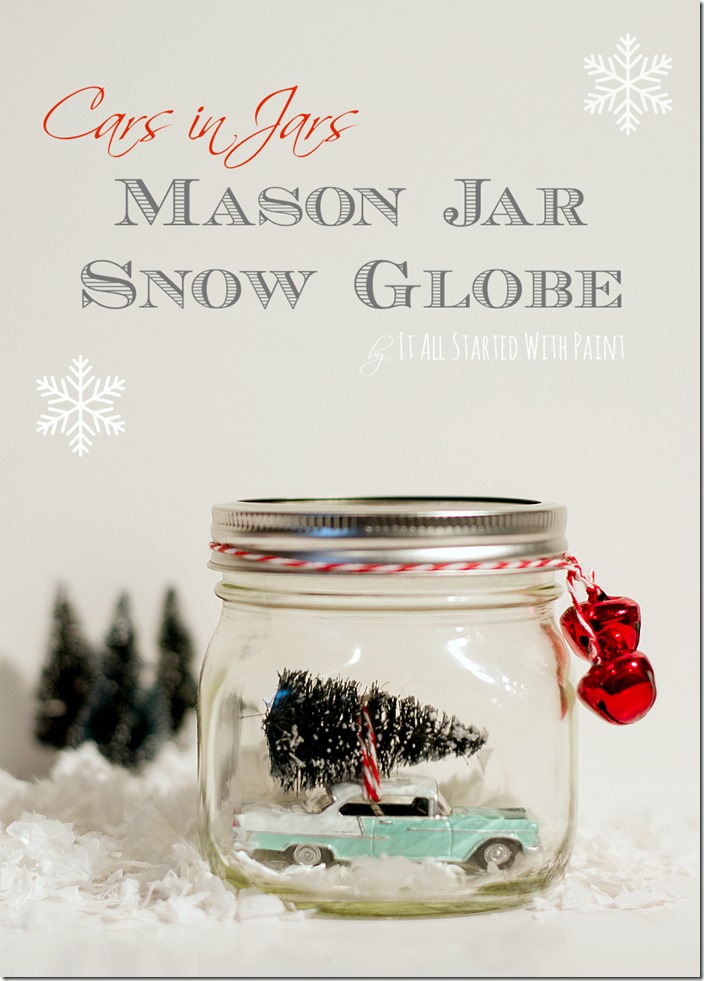 Christmas Craft: Cars in Jars Mason Jar Snow Globe. 