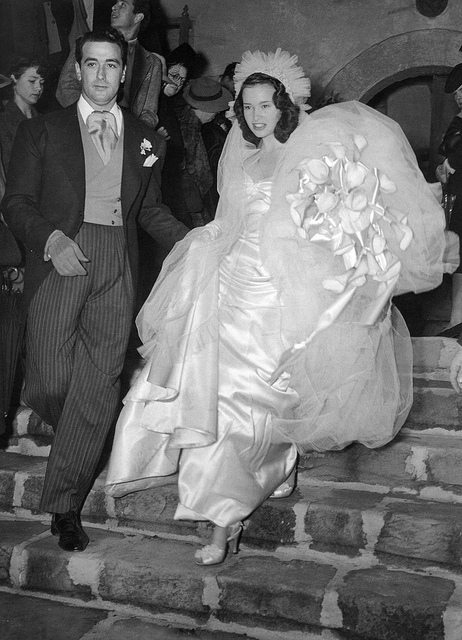 1940s Wedding Dress / 1940s Photo: The Wedding Dress for Gloria Vanderbilt for her wedding to Pat DiCicco in 1941.