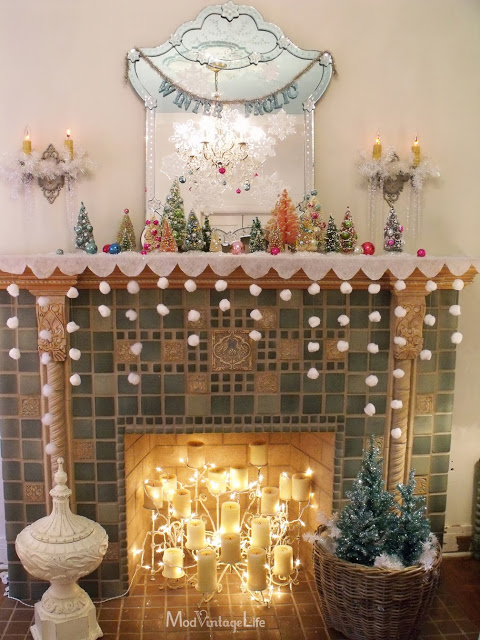 Christmas Craft: Bottlebrush Tree Craft idea PLUS Snowfall Garland & Snowball Lights