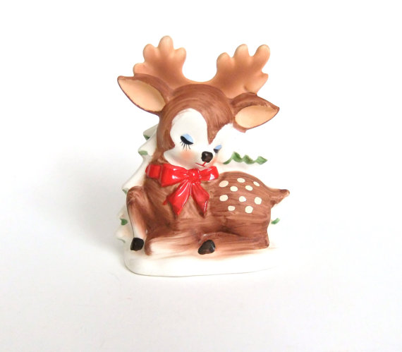 vintage christmas reindeer napkin holder