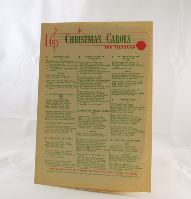 1960s christmas carols vintage paper insert Toronto