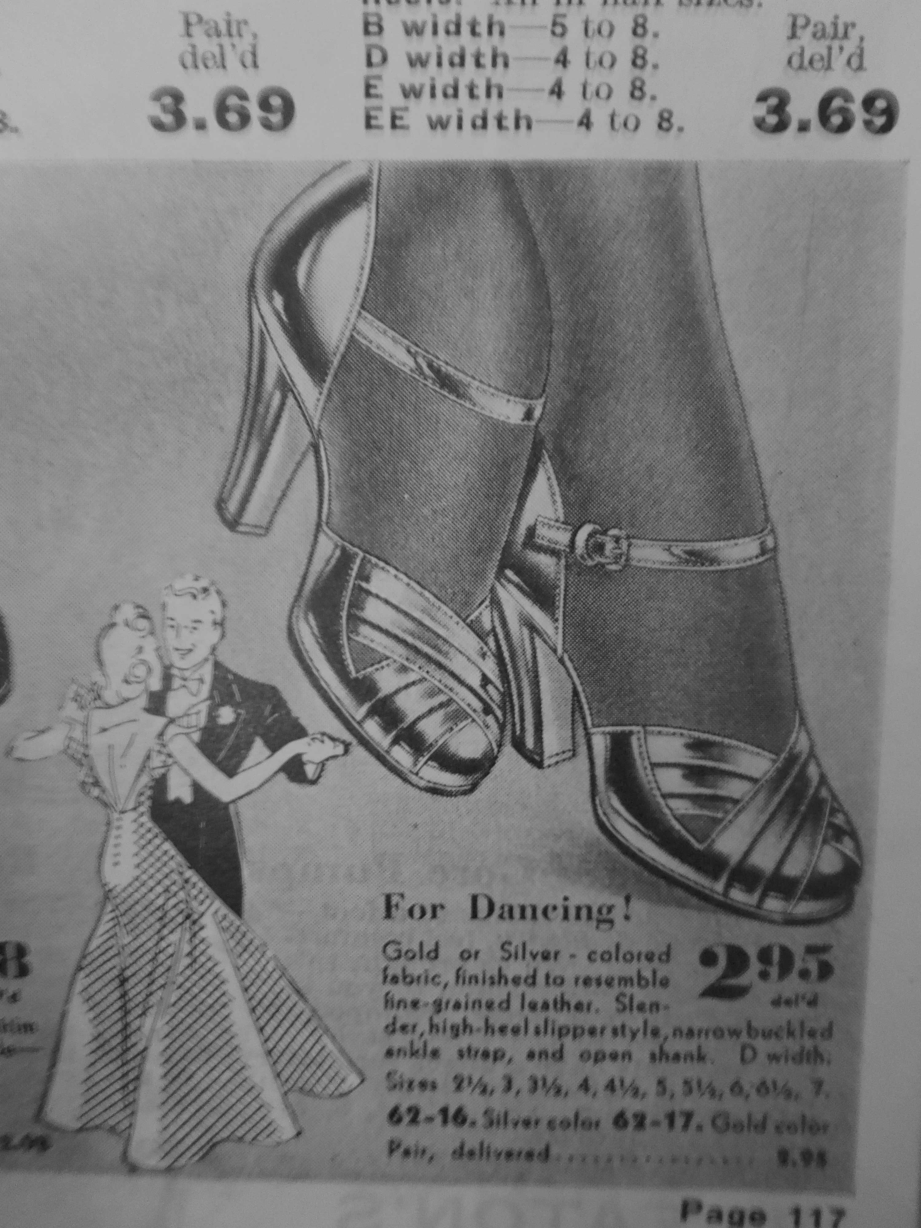 1940s women's dance shoes illustration as seen in a Eaton's 1940-1940 Fall / Winter Catalogue 