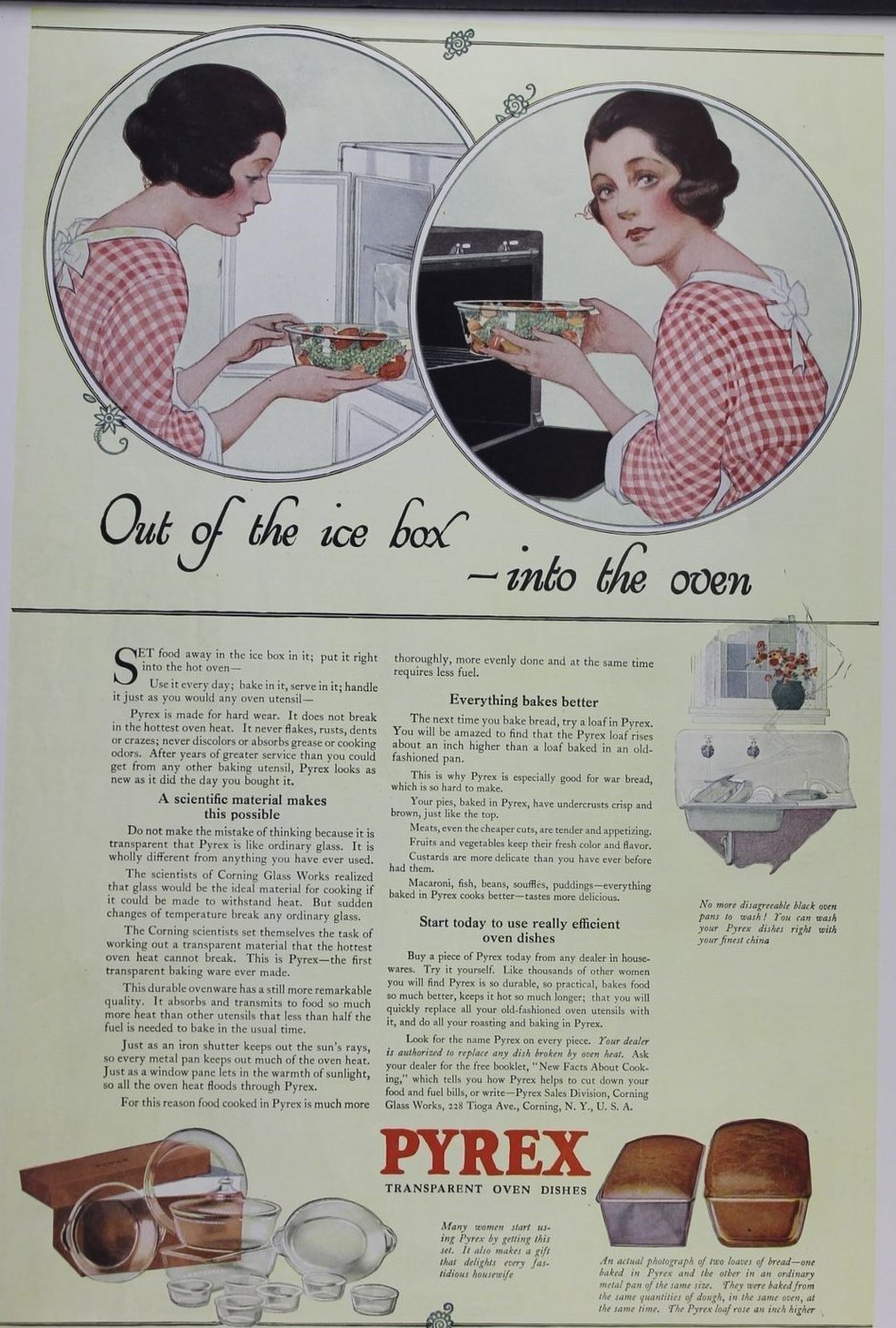 1910's vintage advertisement from 1918 for Pyrex