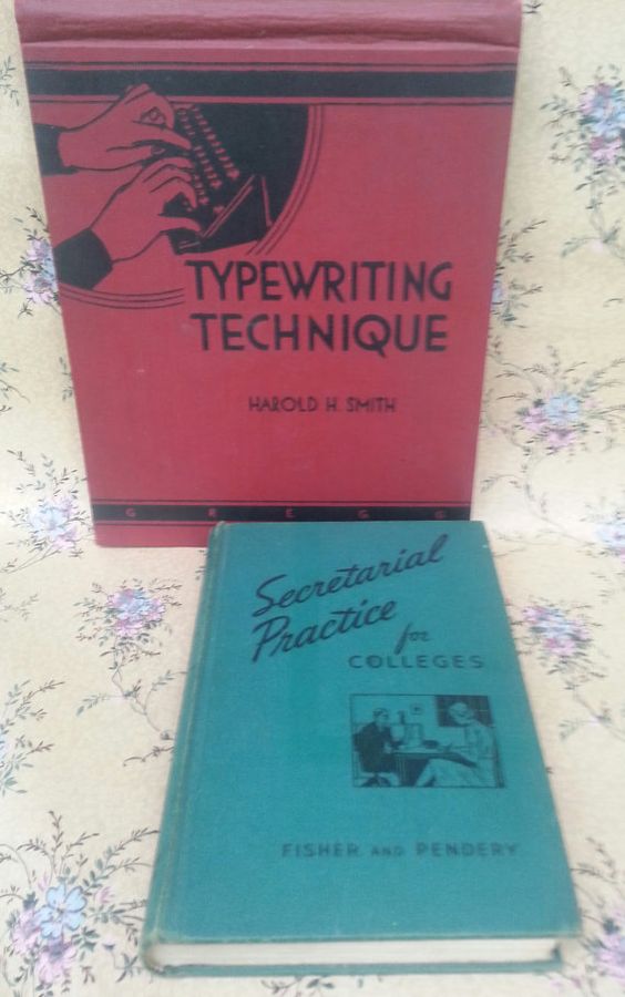 Vintage 1940s Secretary School Books Set Of Two 1942 Typewriting Technique And 1943 Secretarial Practice For Colleges Mad Men Office