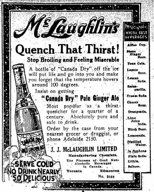 1910's vintager ad for a 1916 Canada Dry Ginger Ale 