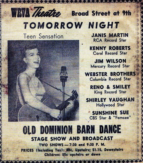 Janis Martin 1950s concert poster