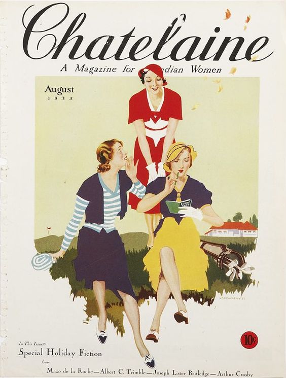 1930s Vintage Magazine Cover: Vintage Chatelaine August 1932 - In this issue: Special Holiday Fiction