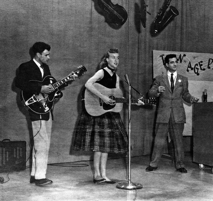 Vintage 1950 Photo of Janis Martin performing in 1950s fashion