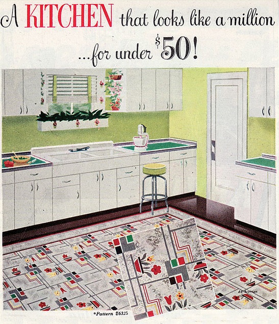 1949 Bird Linoleum Company vintage 1940s ad