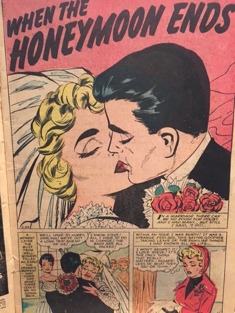 Love Romance 1950s Vintage comic book inside story featuring a 1950s couple who just got married 