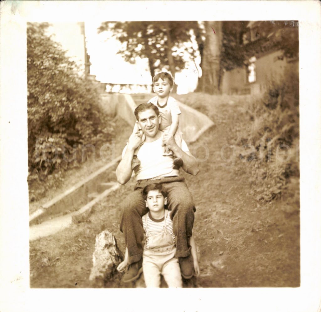 1940s vintage photo of father with kids