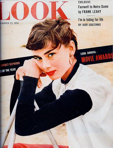 1950s Vintage Magazine Cover: Audrey Hepburn on the cover of LOOK Magazine March 23rd 1954.