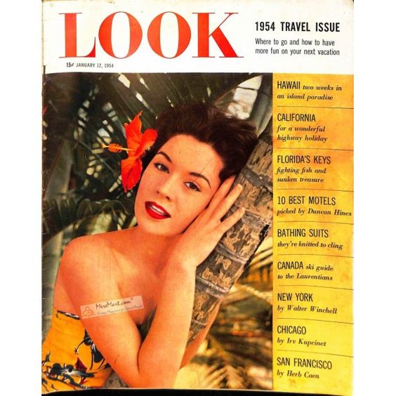 1950s Vintage Magazine Cover: 1954 vintage look magazine cover featuring a woman in a tropical / hawaiian look