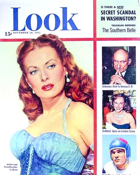 1950s Vintage Magazine Cover: Maureen Ohara 1951 on the cover of LOOK Magazine