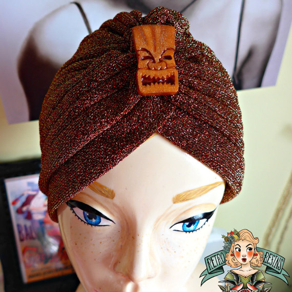 Tiki Time lurex turban // Vintage style turban 