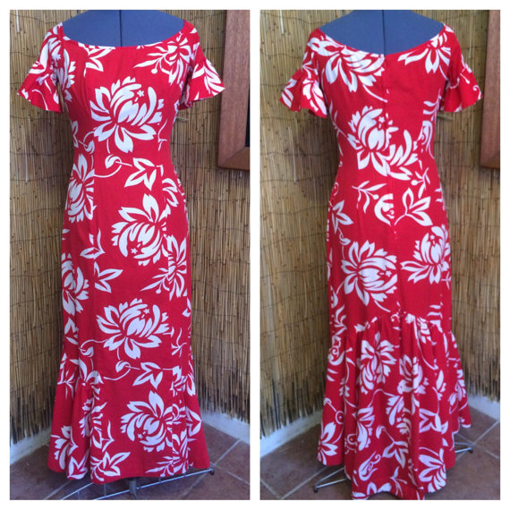 1950's vintage Alfred Shaheen -1950s vintage dress / 1950s vintage Hawaiian dress. 