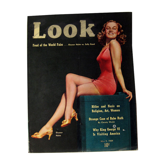 1930s Vintage Magazine Cover: Vintage Look Magazine 1939 featuring Eleanor Holm on the Cover 