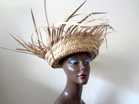 1940s-50s Resort Hat / vintage straw hat. 