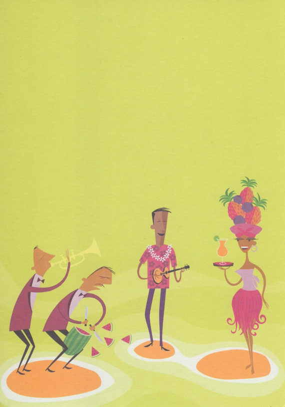 SHAG Rare "TIKI BAND" Greeting Card 