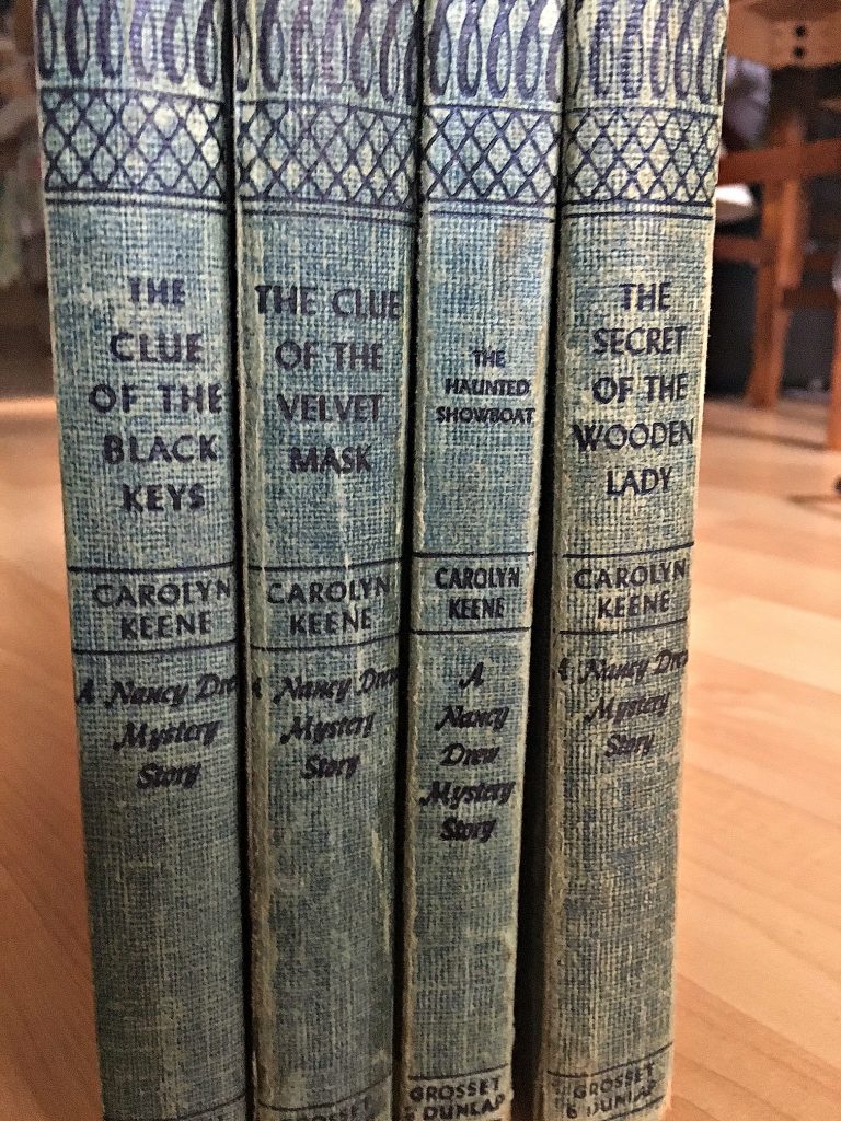 Early 1950s Vintage Nancy Drew Book Covers with 1940s Style Binding (1950-1953).