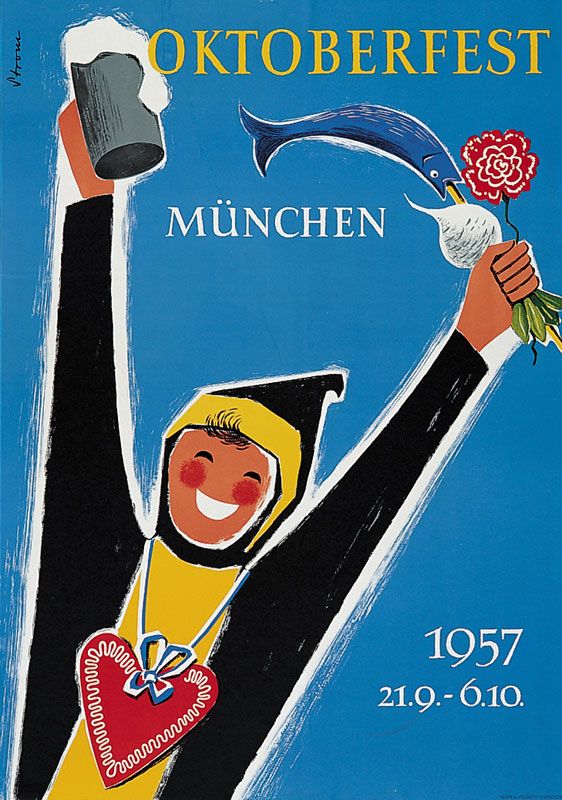 1950s Vintage Travel Poster / 1950s vintage advertisement for Oktoberfest in Munich in 1957.