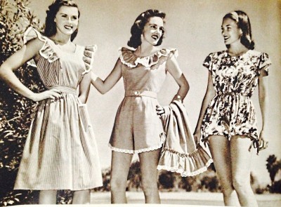 1940s Fashion: 1947 women's playsuits and rompers. 