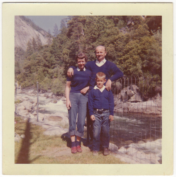 1950's vintage photo: 1950s photo of a family in Yosemite.