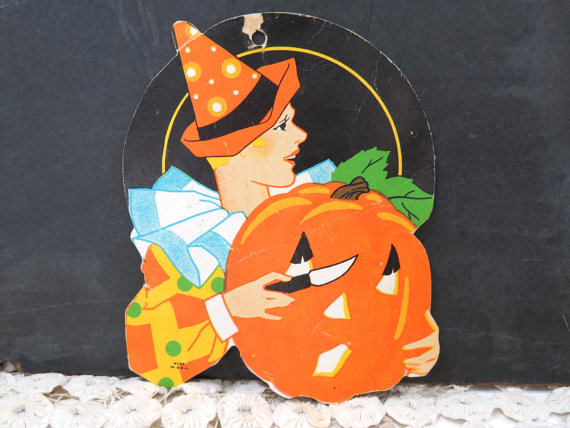 Art Deco / 1920s Halloween Flapper Die Cut Vintage Halloween Decor